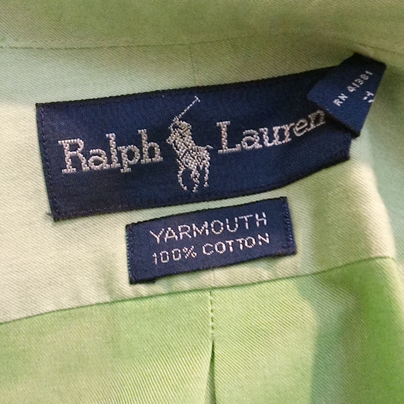 Ralph Lauren - Men's Light Green Classic Fit Long Sleeve Button Up -16 neck34/35 - Picture 4 of 5